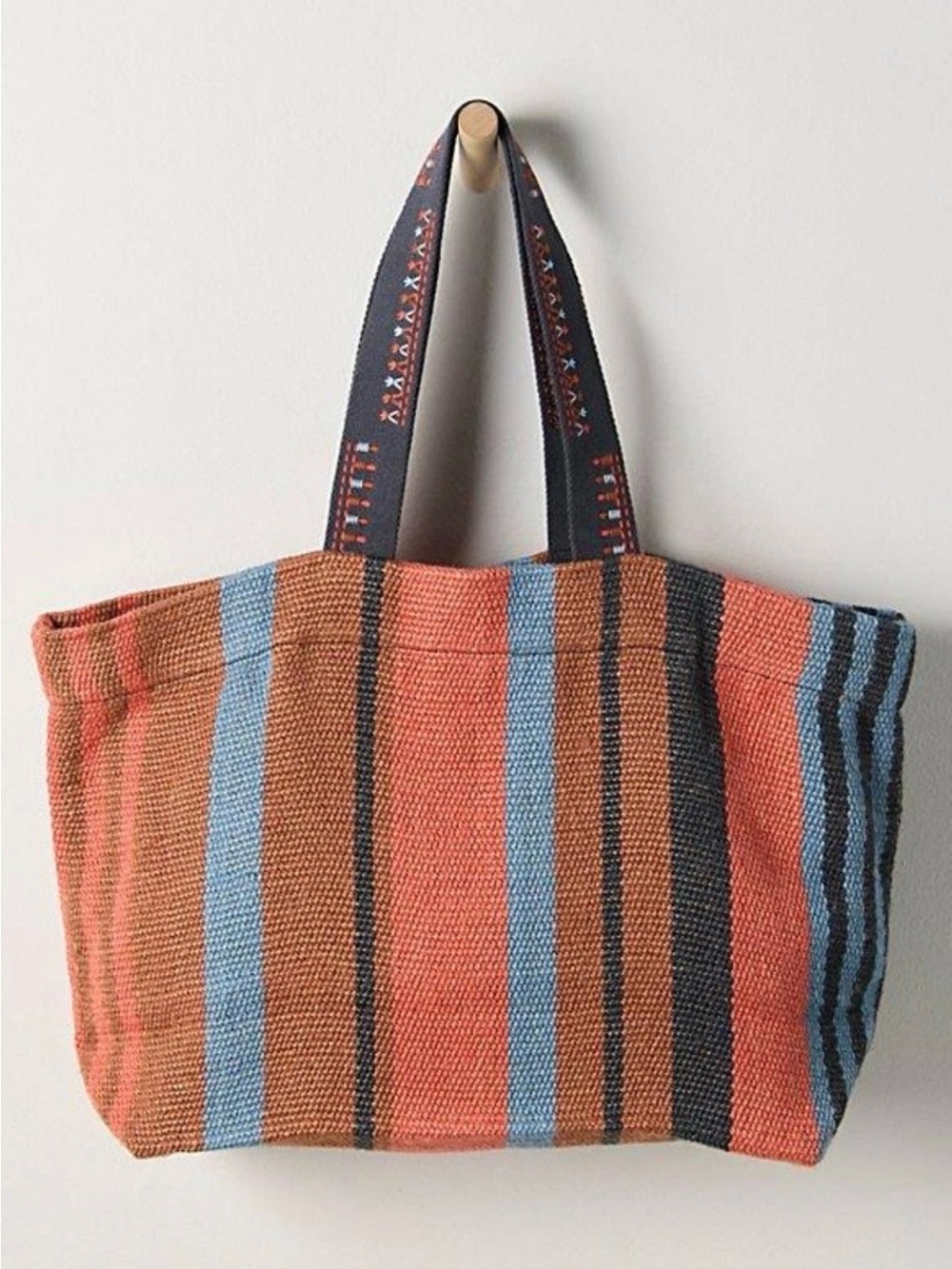 Free People Copacabana Stripe Tote Natural Ivory Bag Coral Papaya Blue Black